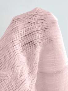 Elamini 性感扭纹针织露肩紧身毛衣裙 - 粉色 - 查看 7