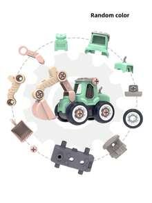 可拆卸工程车玩具 DIY 螺母组装积木套装，带滑道和挖掘功能，适合亲子互动，是圣诞节和生日送给孩子的礼物