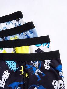 BATMAN X SHEIN 青少年男孩柔软透气全印花平角裤 - 黑與白 - 查看 5