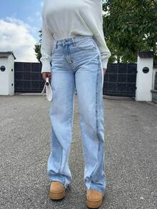 Jeta Ari Jeans casuales de mujer de unicolor y sencillos - Lavado ligero - Ver 6
