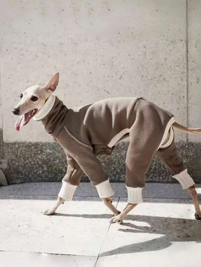 PETSIN 1 st. Varma plyschkläder med polotröja och fyrbenta ben, varm bas för liten whippet, varm polotröja för pitbull, hundkläder, husdjurstillbehör