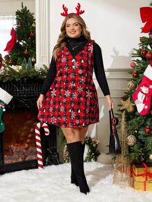 Enliva Plus Size Winter Dress, For Apple Rounded Body Shape - Red - View 6