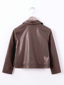 Girls' Cool & Stylish Faux Leather Jacket, Short Sleeve