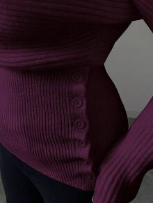 Elenzga Pull pour femmes, style vintage de Stockholm, couleur crème, convient aux enseignants, étudiants, bureau, décontracté, rendez-vous, simple, élégant, polyvalent, Top en tricot - Fushia - Voir 5