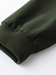 Manfinity EMRG Men's Autumn Letter Print Contrast Color Zipper Collar Casual Long Sleeve Jacket Motorsport Jacket Racing Passion Racing Speed Jacket - Army Green - View 7