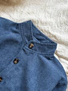 Vintaside Kids Baby Jungen Säugling/Kleinkind Jungen Herbst/Winter Stehkragen Langarm modisches hochwertiges Hemd kombiniert mit vielseitigen Freizeithosen Set, geeignet für Zuhause Lässig, leichte Outdoor-Aktivitäten, Familienfeiern - Blau - Übersicht 4