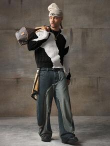 AXEPEAK Men's Autumn/Winter Fashion Color Block Patchwork Sweater - Multicolor - View 6