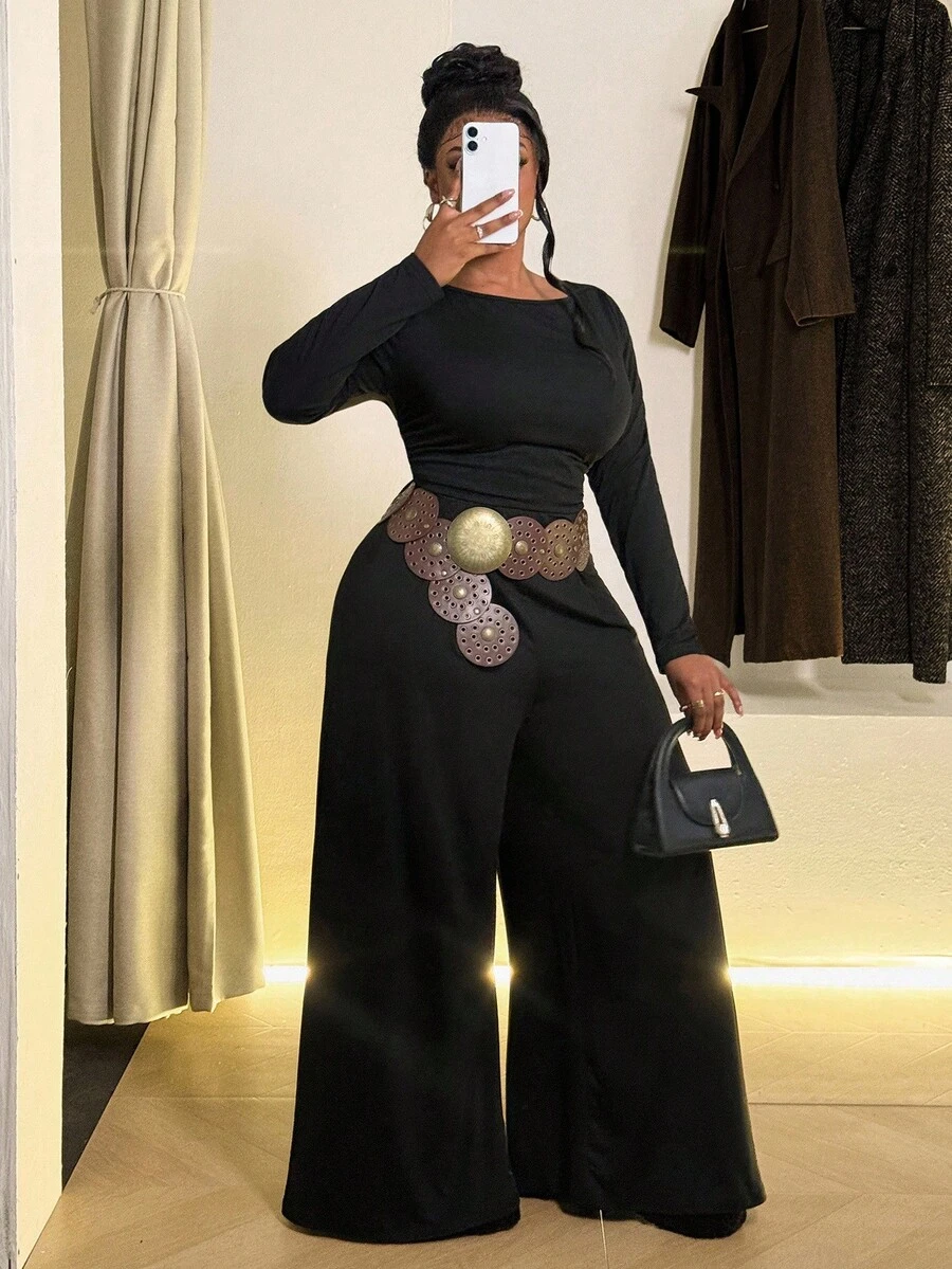 Maweii 大码露肩休闲长款连体裤