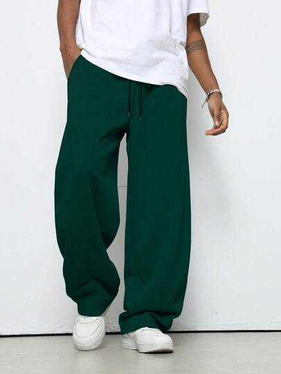 Manfinity Hypemode Men's Solid Color Drawstring Waist Pockets Casual Loose Sweatpants Men Oversized Pants Oversized Sweatpants Sweatpants Wide Bottom For Men Men S Loose Straight Leg Casual Pants Men Loose Fit Pants