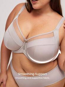 LUVLETTE 加大码无衬垫全包覆侧支撑网纱透气基础款舒适显瘦文胸