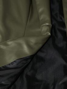 Aveloria Modichic PU 皮革立领时尚经典百搭欧美风格奢华西装外套 - 軍綠色 - 查看 7