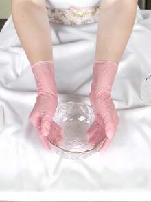 50/100PCS Pink Disposable Nitrile Gloves Powder Free Latex Free Kitchen Hair Dye Beauty Salon Waterproof Anti Static