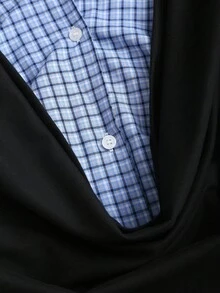 Sweetra Vestido de mujer de ajuste ceñido con cintura fruncida, estilo patchwork a cuadros de estilo americano - Multicolor - Ver 6