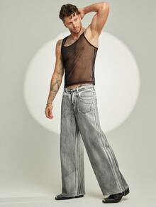 FeverCity Fever City Sexy Sheer Party Clubwear Men Tank Top - Black - View 4