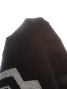 女童圆领费尔岛针织开衫，海军蓝长袖宽松舒适针织毛衣开衫，返校季学院风，百搭毛绒针织开衫 - 寶藍色 - 查看 4