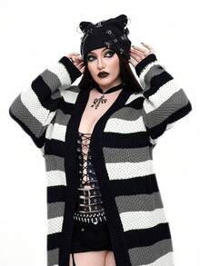 Whyspr New Versatile Casual Loose Fit Long Sleeve Long Cardigan Sweater, Multi-Color - Multicolor - View 6