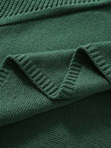 Manfinity CityGents Men's Casual Solid Color Long Sleeve Sweater, Autumn/Winter - Dark Green - View 8