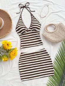 SHEIN x Eduarda Gutierrez Soleia 女式两件套花卉印花露背上衣和迷你裙套装，适合海滩/度假 - 彩色 - 查看 5