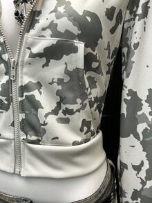 EgrlEra 女士迷彩印花短款修身运动衫 - 彩色 - 查看 7