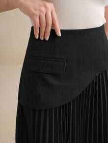 Anewsta Elegant Women's Pleated Design Versatile Skirt - Black - View 5