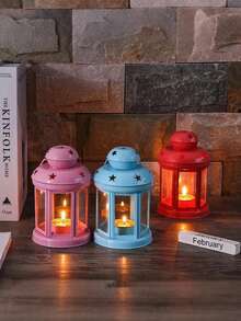 Joivida 1pc, Hanging Vintage Candle Holder, Advanced Candle Holder, Hand-Held Butter Lamp, Round Iron Glass Lantern, Home Decoration, Elegant Metal Candle Holder Jar, Holiday Gifts, Suitable For New Year Gifts, Festival Celebrations, Table Decorations - Multicolor - View 11