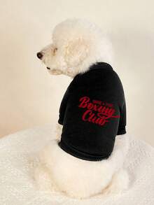 PETSIN 1件红色字母印花宠物服，黑色秋冬加厚保暖防风家居宠物服 - 黑色 - 查看 1