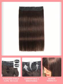 SMART&MATCH 8Pcs Dark Brown Clip In Hair Extensions With 1 Pc Clip In Hair Extensions Remy Human Hair Clip In Extensions Natural Black Straight Virgin Human Hair Extensions Double Weft Hair Weaves - S2 - View 6