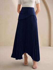 Anewsta 优雅百褶女裙，适合秋季、冬季、新年、派对、婚礼等场合，尽显优雅、时尚、别致、圣诞节风情。 - 藏蓝色 - 查看 3