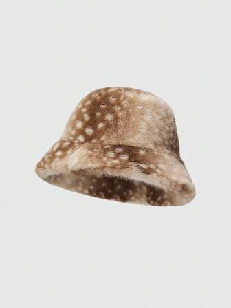 Fairycore 1pc Khaki Plush Deer Textured Y2K Babe Kawaii Sweet Cute Fashion Minimalist Women Warm Bucket Hat, Suitable For School, Outing, Date, Travel, Christmas Warm Item