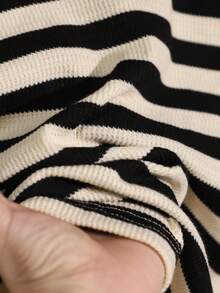 Tween Girl Striped Lapel Drop Shoulder Long Sleeve T-Shirt And Wide Leg Pants Casual Loose Suit, Autumn - Multicolor - View 8