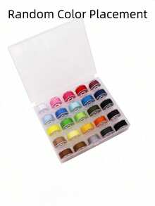 25 件缝纫机线轴盒，包括 25 种不同颜色的缝纫线，用于手工缝纫和服装缝纫，透明梭芯盒，带梭芯和固定颜色高速缝纫线 - 彩色 - 查看 6