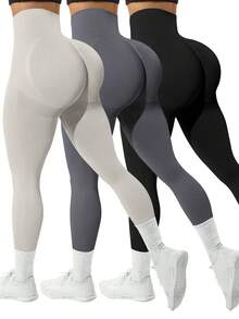 Gameset SHEIN Sport Quần legging thể thao co giãn liền mạch cạp cao màu trơn - Nhiều màu - Xem 6