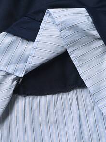 Manfinity Homme 男士刺绣长袖休闲连帽卫衣，海军蓝，高品质，街头风，刺绣，男士连帽衫 - 藏蓝色 - 查看 8