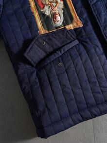 PAVTROS 男士绗缝长袖图案夹克和宽松阔腿绗缝裤套装