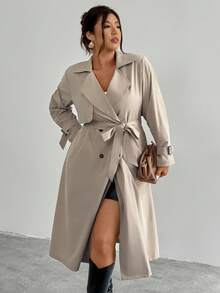 Firerie 优雅收腰A字长袖风衣外套，秋冬 - 卡其色 - 查看 5