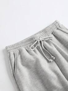 Tseoso 休闲宽松口袋纯色针织女裤 - 灰色 - 查看 5