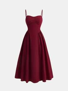 Girlism 优雅女孩长款飘逸细肩带连衣裙，适合日常穿着、约会、郊游、夜总会、派对、秋冬