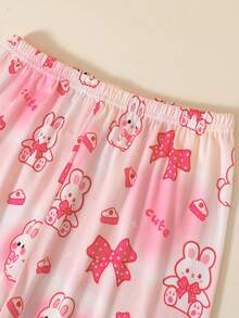 可爱卡通兔子印花圆领长袖女童睡衣 - 彩色 - 查看 5