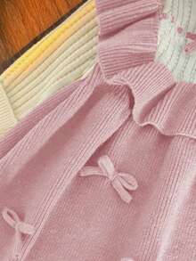 SHEIN Babygirl Colorblock Bow Decor Knit Dress, Suitable For Autumn/Winter