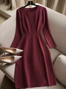 Franclia 简约时尚秋冬优雅通勤圆领纯色长袖连衣裙酒红色连衣裙酒红色连衣裙别致连衣裙女士优雅连衣裙女士正式连衣裙女士正式连衣裙女士优雅毕业礼服毕业生毕业礼服女士毕业礼服毕业宾客礼服外出礼服派对优雅礼服新年服装新年礼服女装新年造型新年女装圣诞礼服女秋装女秋装女秋装 - 酒紅色 - 查看 6