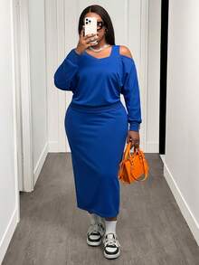 Slaydiva Ținută de damă mărime mare 2025 toamnă/iarnă nouă, potrivită pentru festivaluri de muzică primăvară/vară, Paște, petrecere de ziua de naștere, absolvire, stil universitar, student, ținute zilnice, asortate la toate, casual, vacanță, călătorii în croazieră, plajă, bronzare, virală, ținute streetwear, invitați la nuntă, ținute de aeroport - Albastru - A