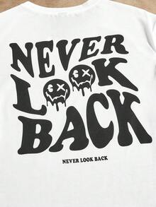 Manfinity BRENVOR Men Slogan & Cartoon Graphic Tee & Drawstring Waist Shorts Summer Outfit - Black and White - View 4