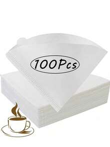 50/100Pcs Coffee Filters, Cone Shaped Paper Filters Easy To Use Upgraded Design Size V02, V-Shaped Hand Brewed Coffee Filter Paper Filter Cup Uses Filter Paper Hand Brewed Coffee Filter Paper, Compatible With Pour Over Drippers Back To School - White - View 6