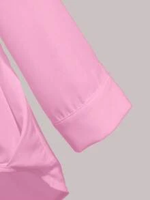 Franclia 女式优雅休闲七分袖褶边衬衫 - 粉色 - 查看 7