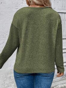 EMERY ROSE Plus Size Casual Leopard Print Patchwork Long Sleeve T-Shirt, Autumn - Multicolor - View 2
