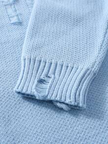 Manfinity EMRG Men's Letter Pattern Fashionable Crew Neck Long Sleeve Graphic Sweater Men Y2k Long Sleeve Knit Sweater, For Winter - Baby Blue - View 3