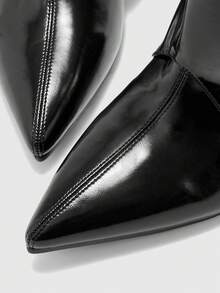 CUCCOO BIZCHIC Women's Pointed Toe Buckle Design Everyday Wear High Heel Fashion Boots - Black - View 5