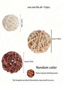 15 piezas - Bolas de ratán y mimbre de colores mixtos - Esferas decorativas naturales para manualidades DIY, decoración de boda, árbol de Navidad, adornos para el hogar, relleno de jarrones - 5 colores surtidos, 45 mm, negro, gris, marrón y blanco, negro, bolas grandes de ratán y mimbre - Mezcla de 5 colores, bolas decorativas para tazones, relleno de jarrones, decoraciones de mesa de café, centros de mesa para fiestas de boda, confeti decorativo, 3 cm/4 cm/5 cm - Multicolor - Ver 2