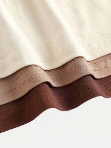 SHEIN Girlism 3件套青少年女孩休闲简约圆领长袖修身短款T恤 - 彩色 - 查看 4