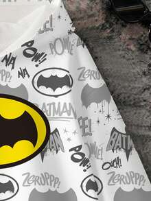 BATMAN X SHEIN 85th 男童街头风休闲宽松蝙蝠印花卫衣，适合秋冬季穿着 - 白色 - 查看 4